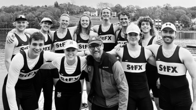 Dr. Jonathan Langdon and StFX rowers 