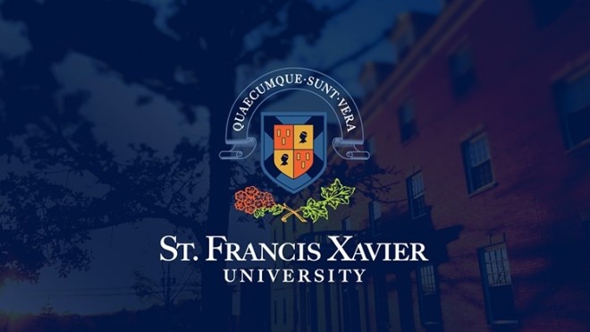 stfx logo on blue background