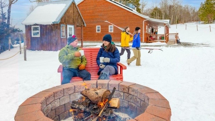 Keppoch Mountain, people sitting at a fire