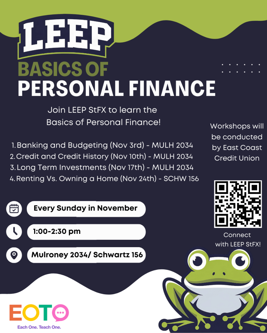 LEEP StFX Basics of Personal Finance Workshop poster