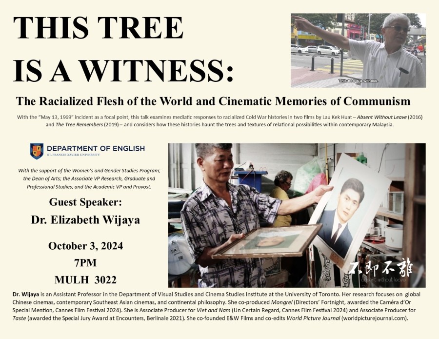 October 3, 2024 @ 7pm in MULH 3022: Guest Speaker, Dr. Elizabeth Wijaya